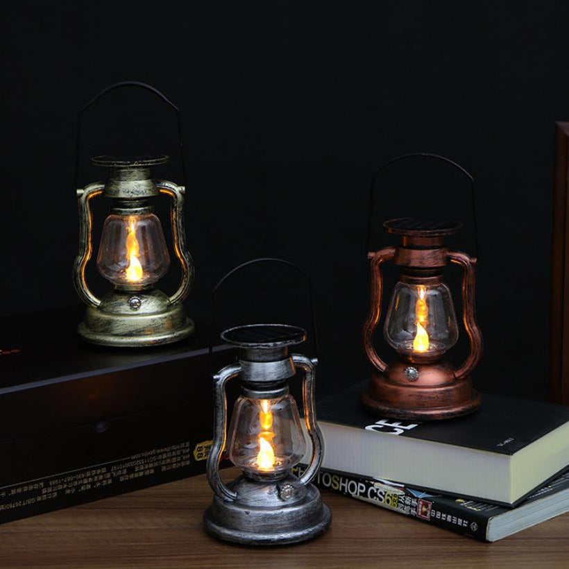 Solar Retro Kerosene Lamp Horse Lamp LED Outdoor Garden Patio Decoration Portable Flame Candle Light Lumendat