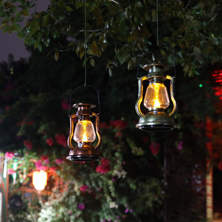 Solar Retro Kerosene Lamp Horse Lamp LED Outdoor Garden Patio Decoration Portable Flame Candle Light Lumendat