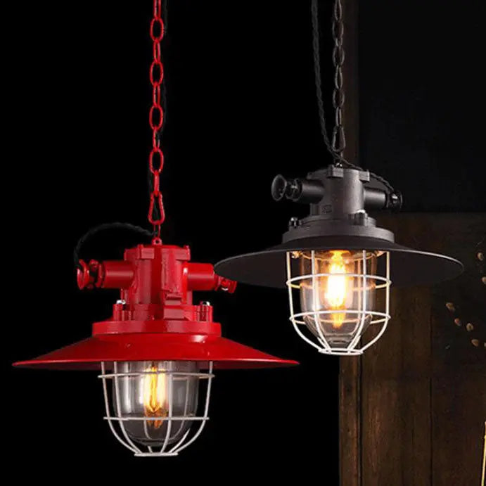 Industrial Vintage Blast Iron Cage 1-light Pendant Light Lumendat