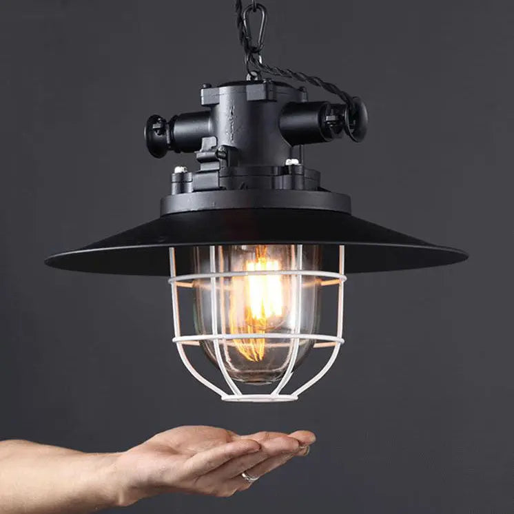 Industrial Vintage Blast Iron Cage 1-light Pendant Light Lumendat