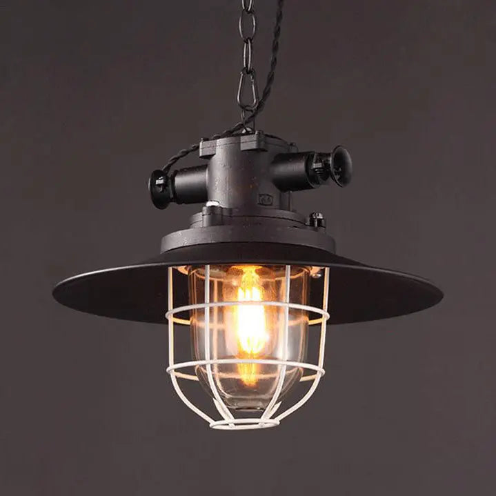 Industrial Vintage Blast Iron Cage 1-light Pendant Light Lumendat