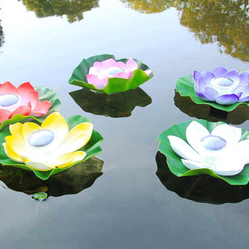 Creative Lotus Flower Waterproof Solar LED Outdoor Patio Pond Water Floating Light Lumendat