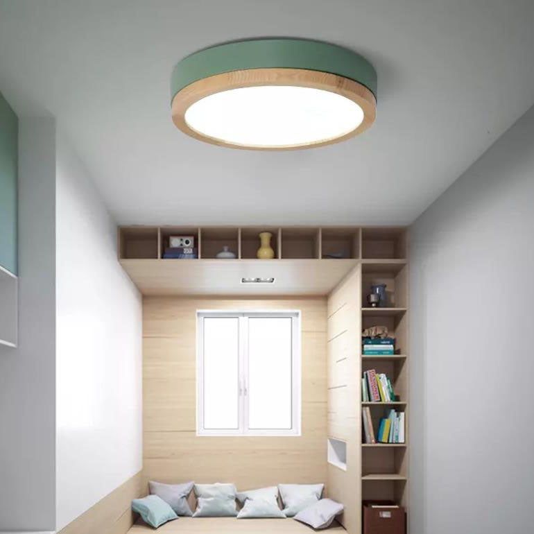 Simple Macaron Round Acrylic LED Flush Mount Ceiling Light BulbSquare