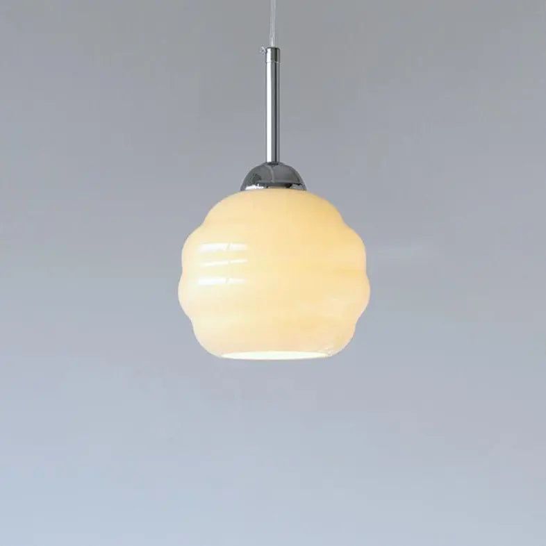 Vintage French Glass Round Tart 1-light Pendant Light Lumendat