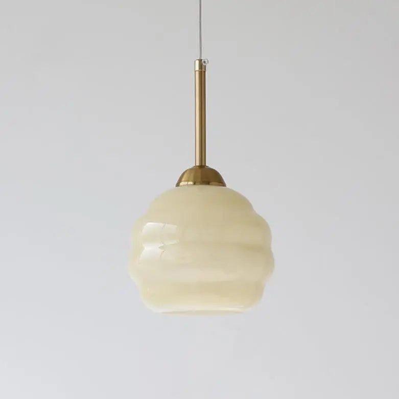 Vintage French Glass Round Tart 1-light Pendant Light Lumendat