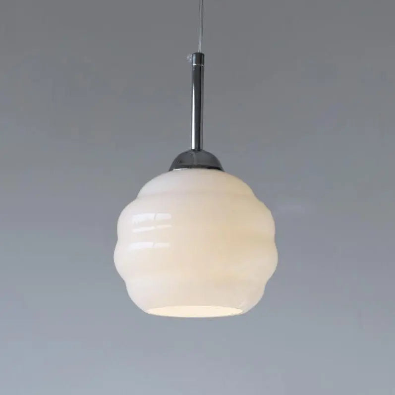 Vintage French Glass Round Tart 1-light Pendant Light Lumendat