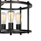 Industrial Vintage Round Drum 3-light Semi-flush Mount Ceiling Light