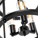 Industrial Vintage Round Drum 3-light Semi-flush Mount Ceiling Light