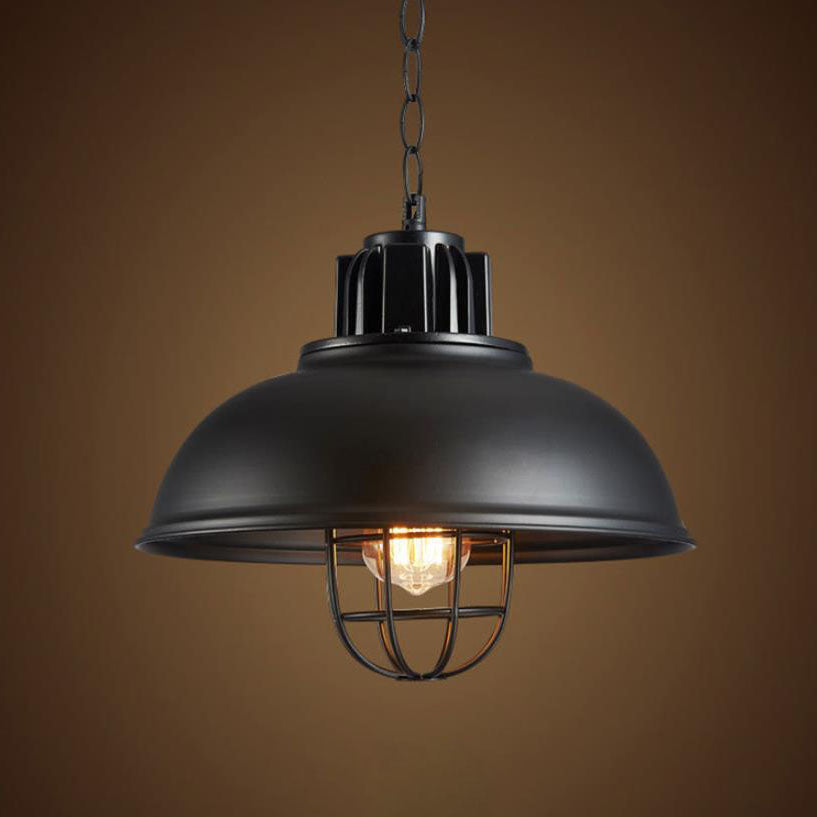 Vintage Industrial Iron Pot Lid Dome 1-light Pendant Light BulbSquare