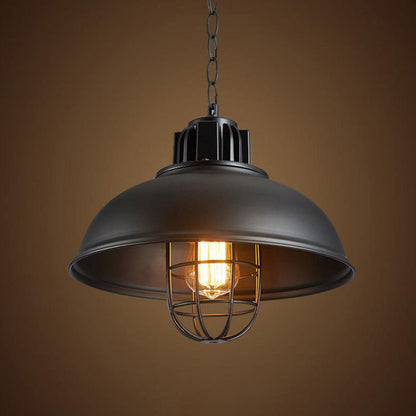 Vintage Industrial Iron Pot Lid Dome 1-Light Pendant Light
