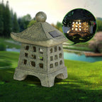 Solar House Pagoda Resin Outdoor Lawn Decorative Landscape Light Lumendat