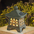 Solar House Pagoda Resin Outdoor Lawn Decorative Landscape Light Lumendat