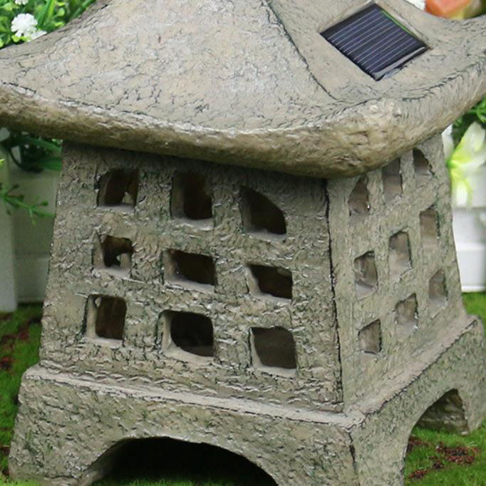Solar House Pagoda Resin Outdoor Lawn Decorative Landscape Light Lumendat