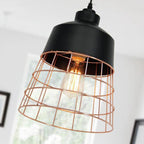 Nordic Creative Iron Cage Geometry 1-light Pendant Light BulbSquare