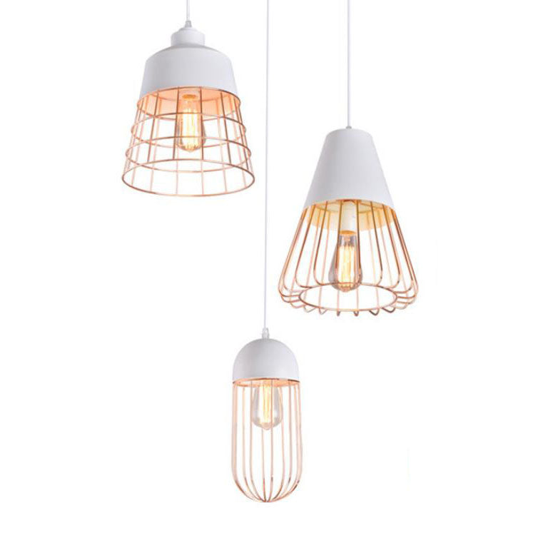 Nordic Creative Iron Cage Geometry 1-light Pendant Light BulbSquare