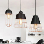 Nordic Creative Iron Cage Geometry 1-light Pendant Light BulbSquare