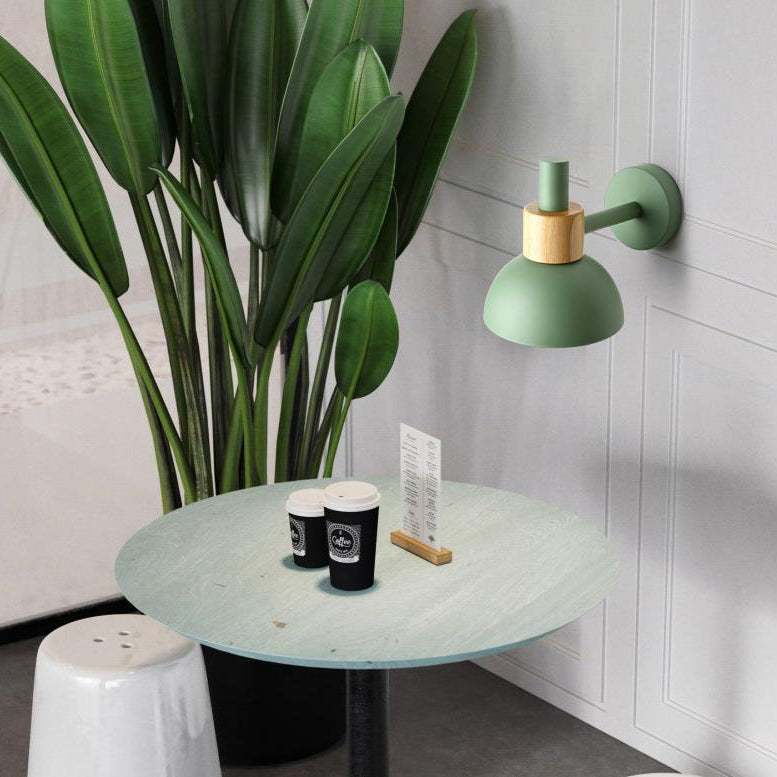 Modern Classic Macaron Solid Color Wood Iron 1-Light Wall Sconce Lamp Lumendat