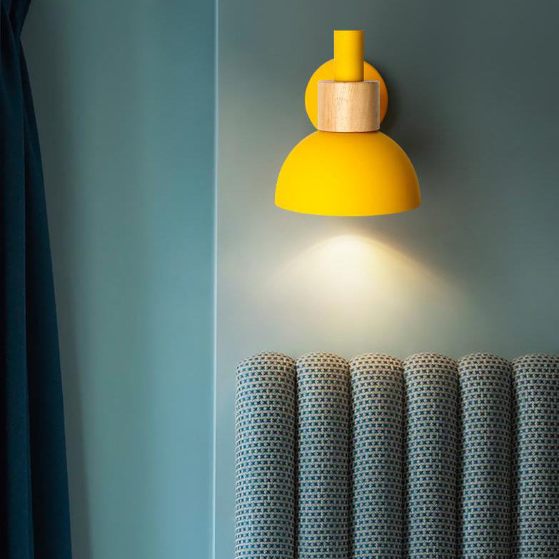 Modern Classic Macaron Solid Color Wood Iron 1-Light Wall Sconce Lamp Lumendat