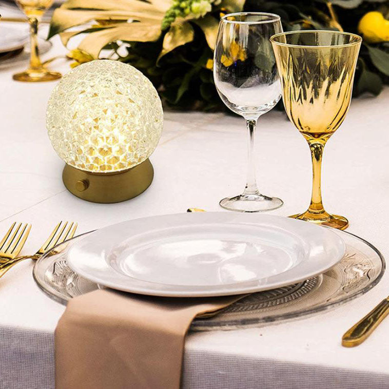 Modern Light Luxury Round Ball Iron Acrylic USB LED Ambient Table Lamp Lumendat