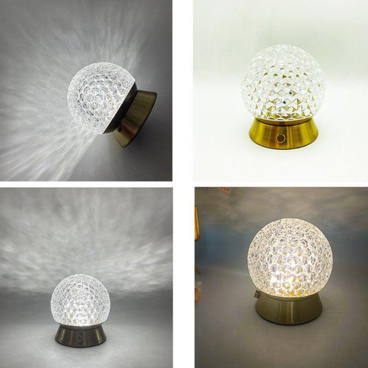 Modern Light Luxury Round Ball Iron Acrylic USB LED Ambient Table Lamp Lumendat