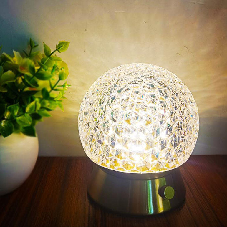 Modern Light Luxury Round Ball Iron Acrylic USB LED Ambient Table Lamp Lumendat