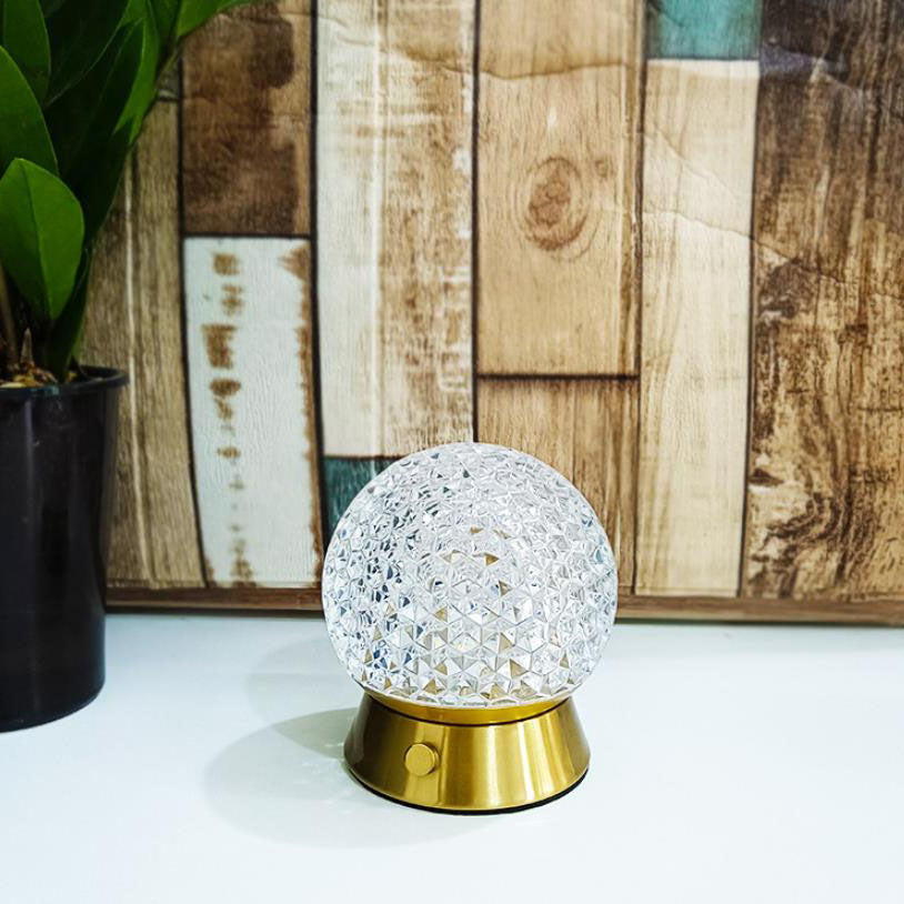 Modern Light Luxury Round Ball Iron Acrylic USB LED Ambient Table Lamp Lumendat