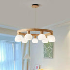 Modern Japanese Log Ring Textured Glass Globe 3/6/9 Light Chandelier Lumendat
