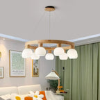 Modern Japanese Log Ring Textured Glass Globe 3/6/9 Light Chandelier Lumendat