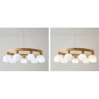 Modern Japanese Log Ring Textured Glass Globe 3/6/9 Light Chandelier Lumendat