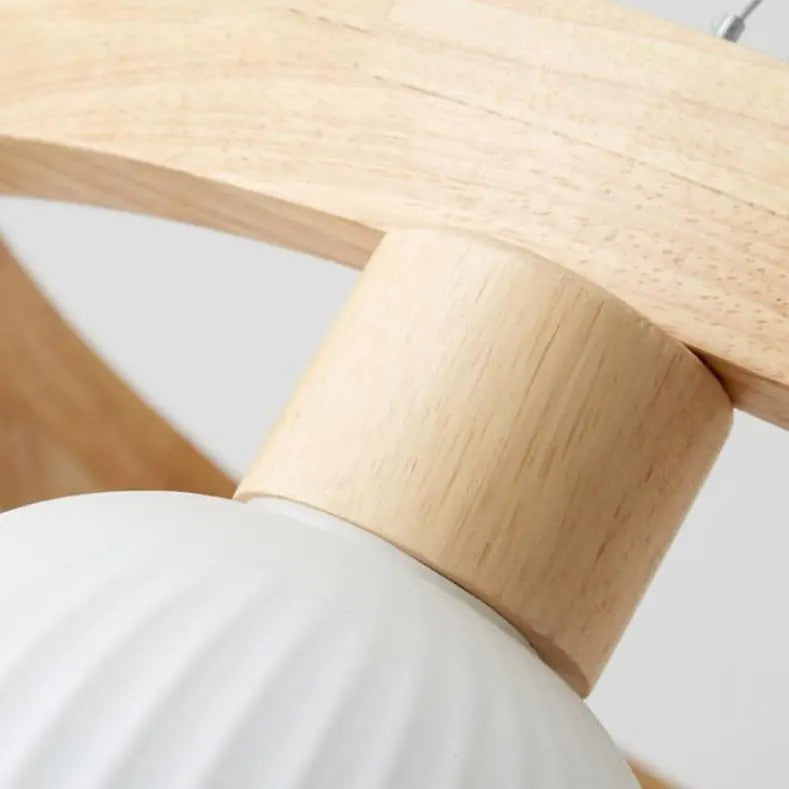 Modern Japanese Log Ring Textured Glass Globe 3/6/9 Light Chandelier Lumendat