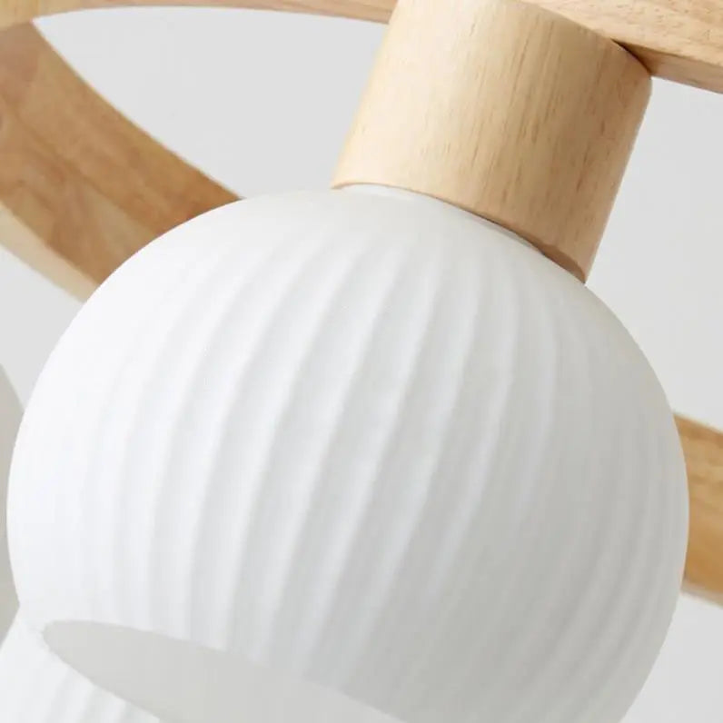 Modern Japanese Log Ring Textured Glass Globe 3/6/9 Light Chandelier Lumendat