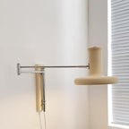 Nordic Minimalist  Beige Swing Arm 1-Light Wall Sconce Lamp