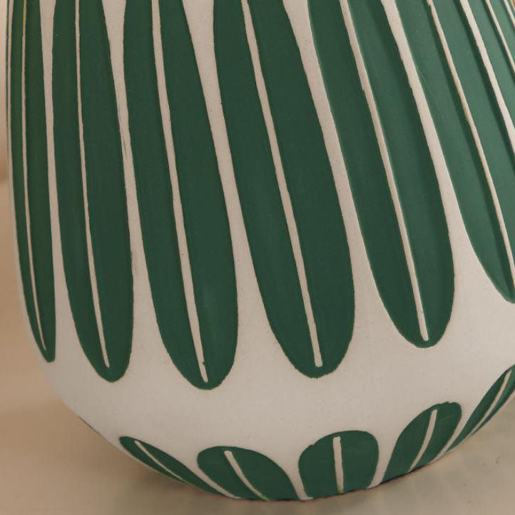 Nordic Vertical Pattern Ceramic Fabric 1-Light Table Lamp Lumendat
