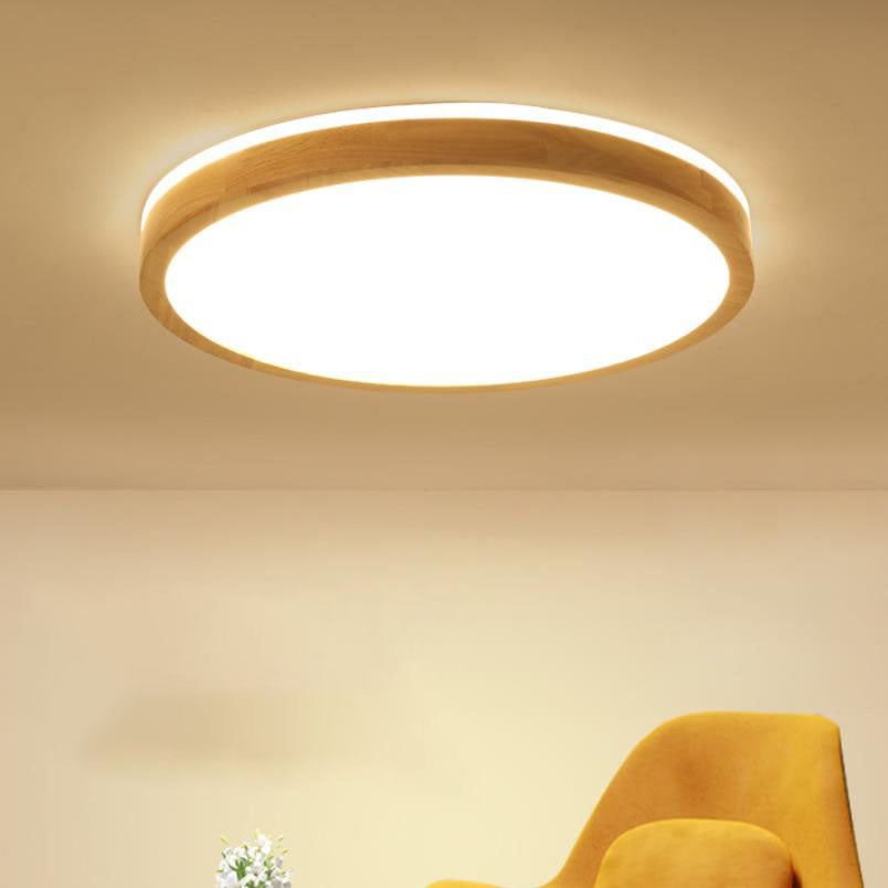 Japanese Minimalist Solid Wood LED Flush Mount Lighting Lumendat