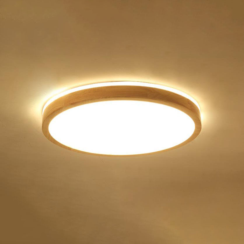 Japanese Minimalist Solid Wood LED Flush Mount Lighting Lumendat