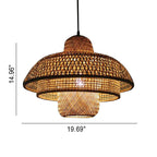 Japanese Vintage Triple Bamboo Weaving 1-light Pendant Light