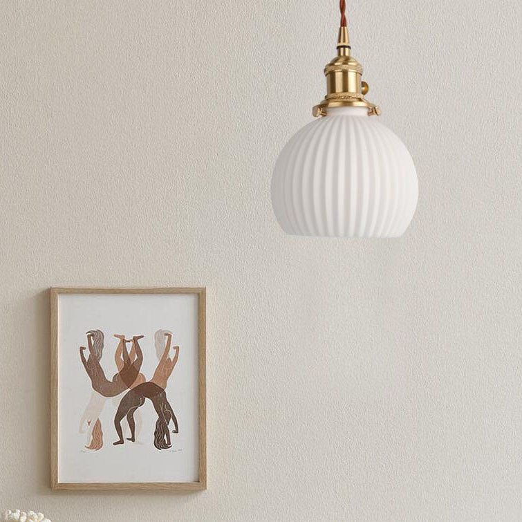 Japanese Minimalist Pure White Ceramic 1-light Pendant Light
