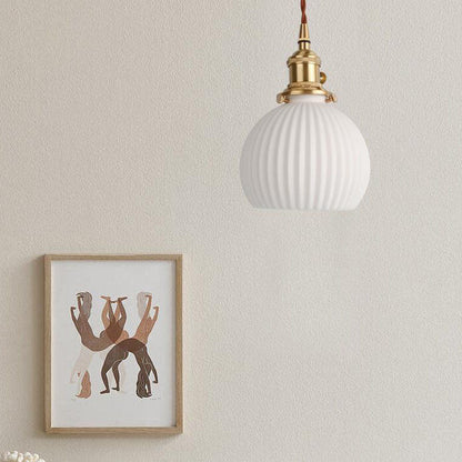 Japanese Minimalist Pure White Ceramic 1-light Pendant Light