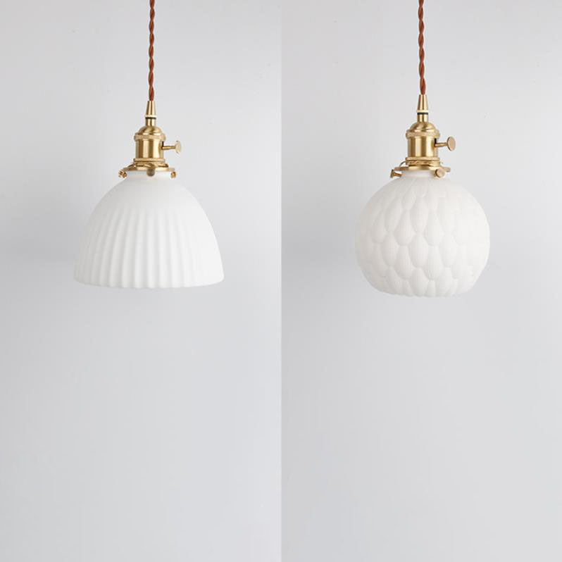 Japanese Minimalist Pure White Ceramic 1-light Pendant Light
