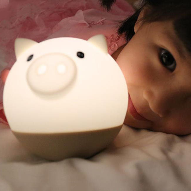 Lumendat Cartoon Creative Piggy Round Silicone LED Kids Night Light Table Lamp Lumendat