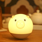 Lumendat Cartoon Creative Piggy Round Silicone LED Kids Night Light Table Lamp Lumendat