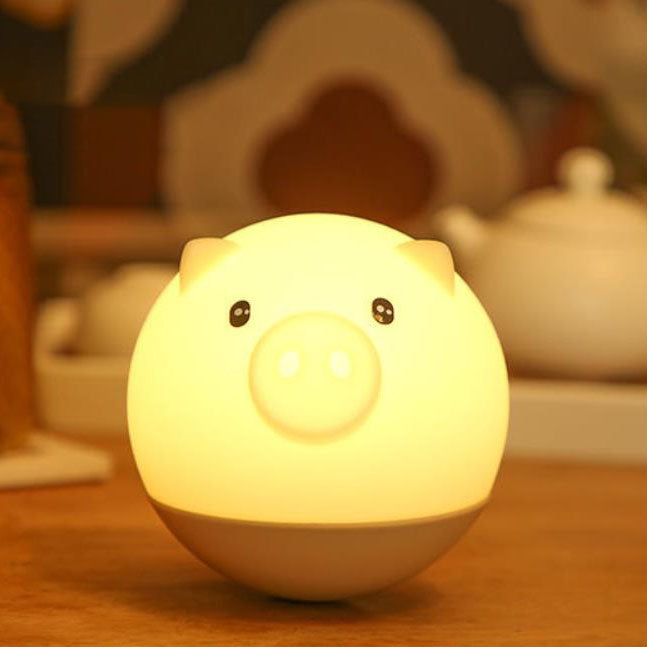 Lumendat Cartoon Creative Piggy Round Silicone LED Kids Night Light Table Lamp Lumendat