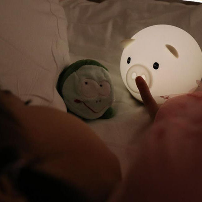 Lumendat Cartoon Creative Piggy Round Silicone LED Kids Night Light Table Lamp Lumendat