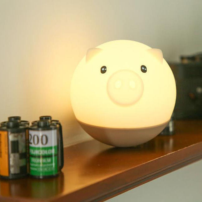 Lumendat Cartoon Creative Piggy Round Silicone LED Kids Night Light Table Lamp Lumendat