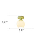 Nordic Fresh Green Floral Glass 1-light Semi-flush Mount Ceiling Light