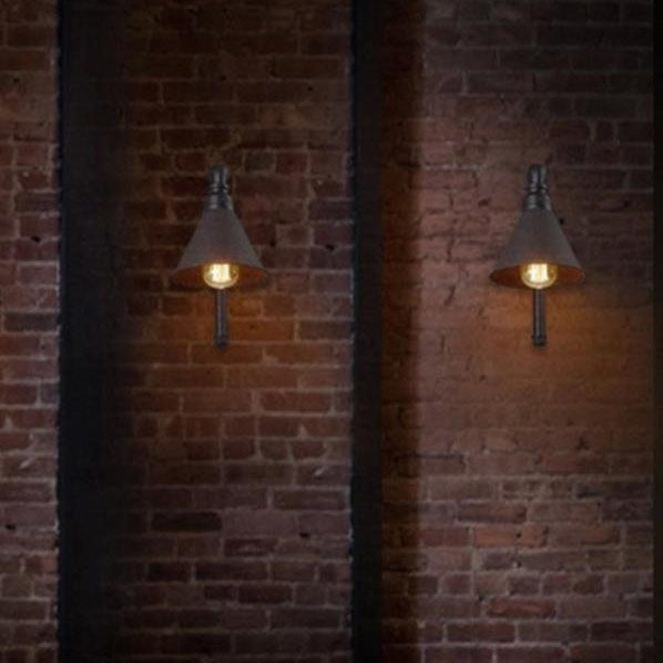 Contemporary Industrial Plumbing Cone Iron 1-Light Wall Sconce Lamp for Living Room Lumendat