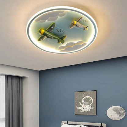 Modern Cartoon Resin Airplane Pegasus Acrylic Shade LED Kids Flush Mount Ceiling Light
