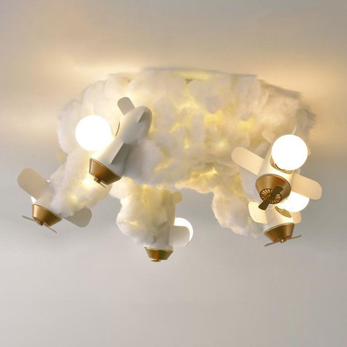 Modern Creative Spray Airplane Cotton 1/3/5-light Kids Flush Mount Ceiling Light