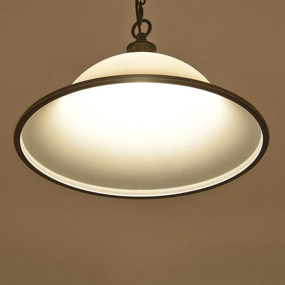 Vintage European Frosted Glass Cone 1-Light Pendant Light