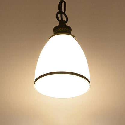 Vintage European Frosted Glass Cone 1-Light Pendant Light